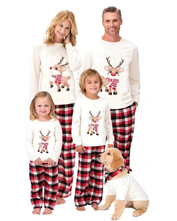 Pijama Navideño Familiar a Juego con Mascota - Alce