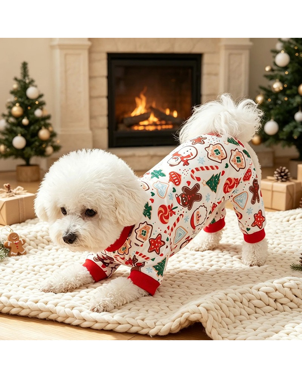 Pijama Navideño para Perro - Jengibre y Papá Noel