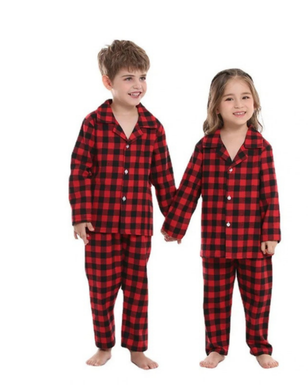 Pijama Navideño para Niños - Cuadros Rojos