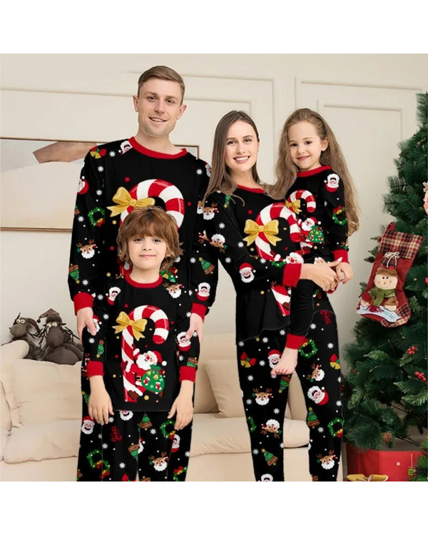 Pijama Navideño Familiar a Juego - Bastones de Caramelo