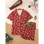 Pijama Corto Navideño para Ella - Bastones de Caramelo
